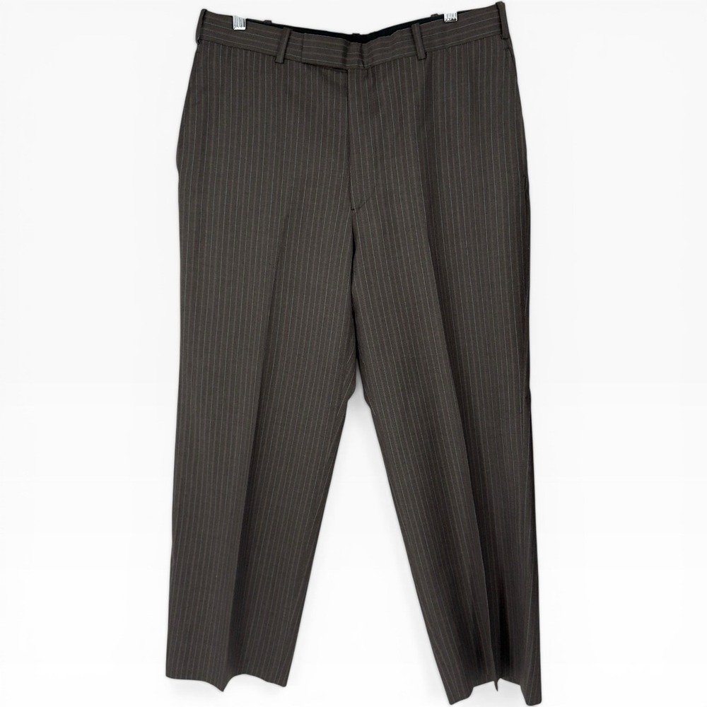 Billy Reid Men's Brown Pinstripe Dress Pants Trousers Flat Front Size 32x27